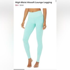 Alo yoga alo soft lounge leggings - Turquoise Size Small